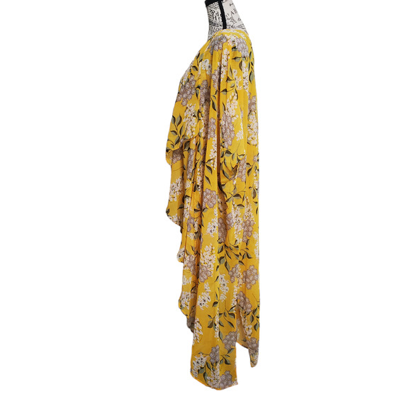 Blu Heaven Yellow Green Floral Long Flowy Kimono Medium - Picture 7 of 12